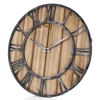 antique retro iron frame wooden back board analog decorative wall clock