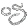 7-8mm silver grey color potato shape 2 rows strand freshwater real pearl set