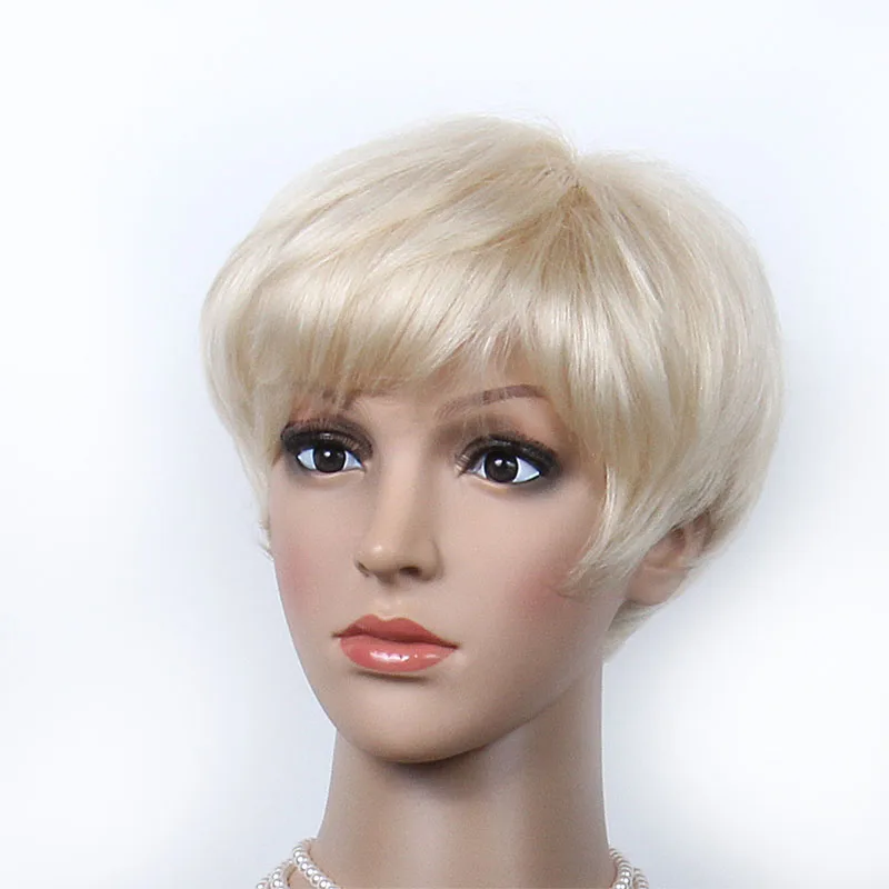 Top Quality Custom Transparent Lace White Blonde Short Pixie Cut Unprocessed Virgin Human Hair Lace front Wig