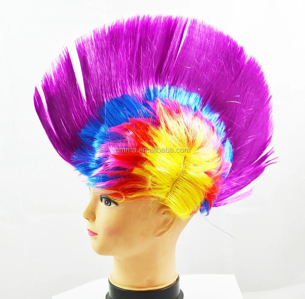 Multi Color Short Mohawk Wig Punk Rocker Party Blue Mohawk Wig For ...