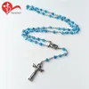 Christian 8mm Evil Eyes Beads Rosary with Fatima Center piece