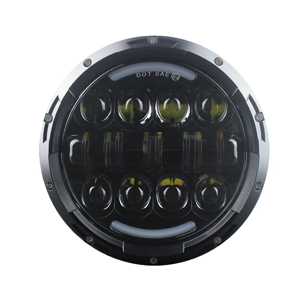 7Inch LED Headlight with Halo Ring Amber Turn Signal For Jeep Wrangler JK Lada Niva 4x4 Suzuki Samurai Motorcycle