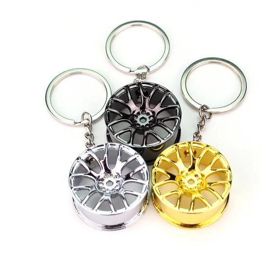 Creative Wheel Hub Style Metal Car Schlüsselanhänger Key Chain Key Ring Keyfob; 