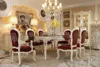 French 6 seater luxury hand carved red dining table and chair set -ALSD006