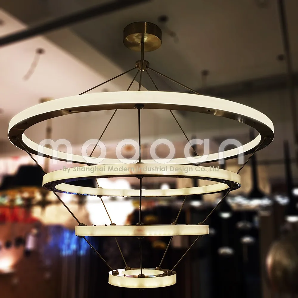 Moderne opknoping gouden grote messing koper art deco cirkel led ...