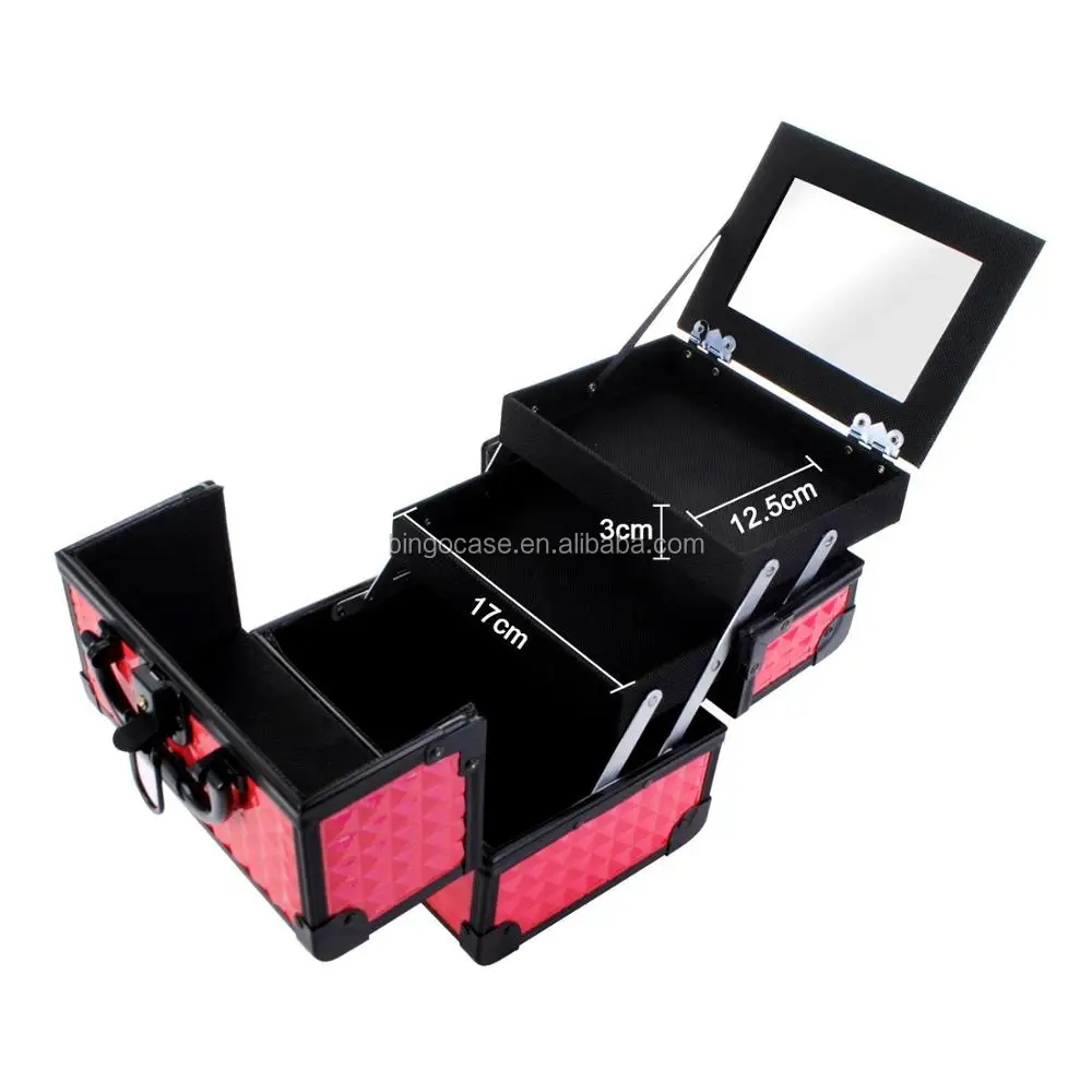Girls Makeup Box With Mirror Aluminum Cosmetic Case Buy Aluminum