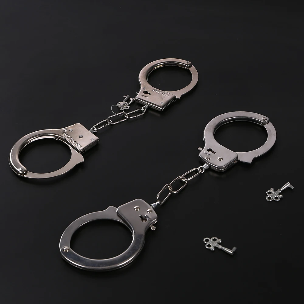 Pain Silver Iron Handcuffs Restraint Handcuffs With Lock Bondage Hand