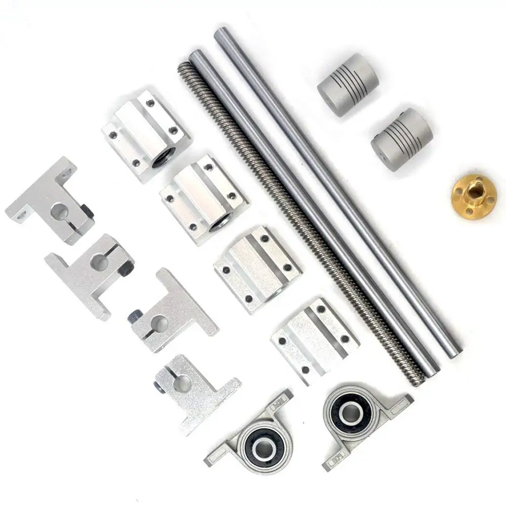 Industrial Combination,Ideaker Horizontal 2mm Lead Screw /&L300mm Shaft Optical Axis/&Pillow Block Bearings Slide Block with Dual Rail Shaft Support /&Flexible Shaft Coupling 15pcs