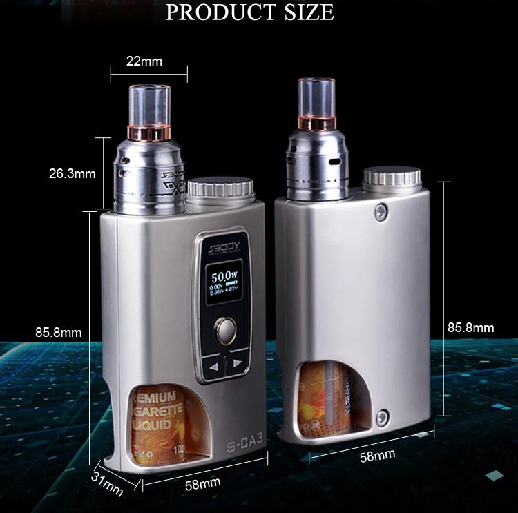 S-body Dual Coil Rda Squonk Vape Box Mod,Rechargeable 