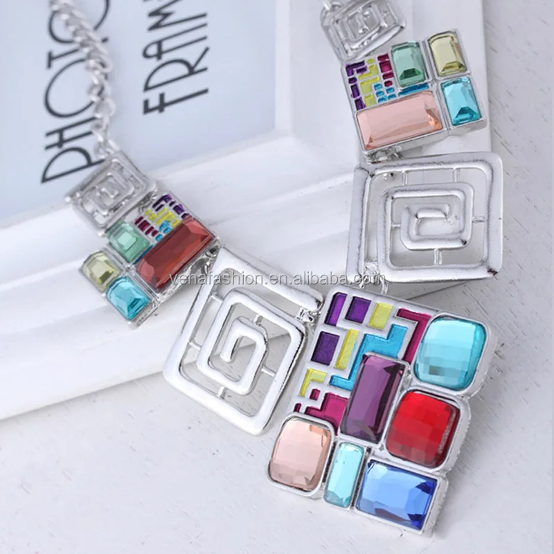 color stone pendant beautiful silver jewelry set