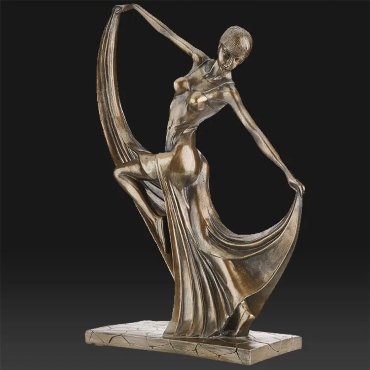 Europese Stijl Levensgrote Dance Golden Brons Naakt Dame Standbeeld