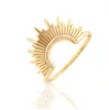 925 Sterling Silver 18K Gold Plated Popular Sun Shape Ring Spike Ring for Women