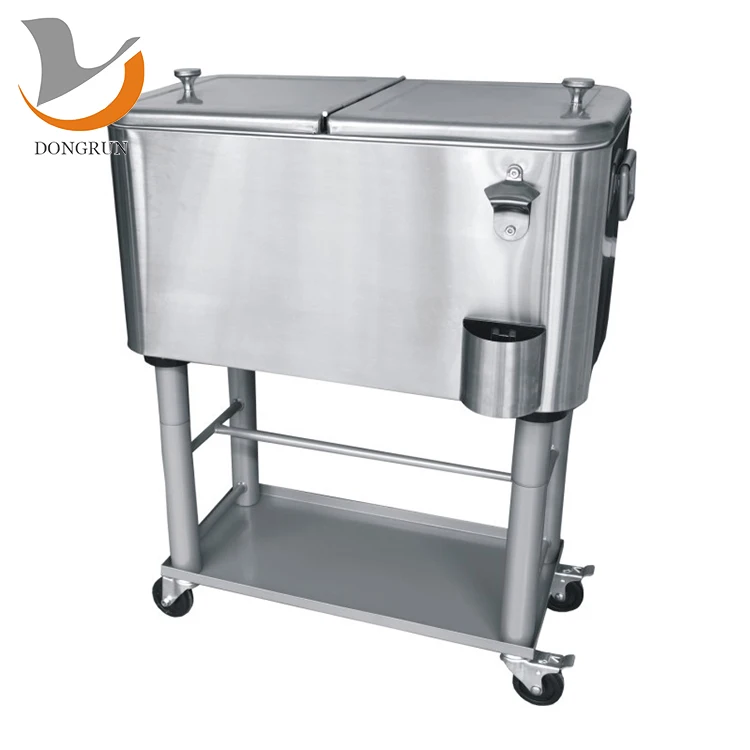 60qt Cart Patio Cooler Rolling Beer Ice Rolling Patio Beer Ice Cooler Cart