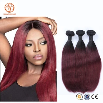 Dark Root Ombre Hair Extensions 1b 99j Peruvian Virgin Hair Straight Wavy Red Wine Two Tone Ombre Human Hair Buy Peruvian Virgin Hair Ombre Human