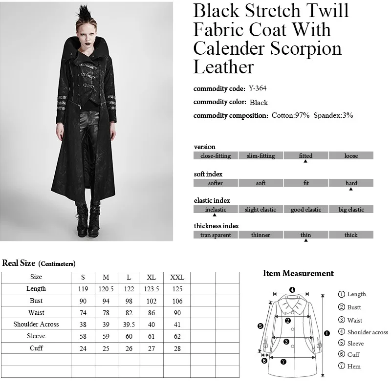 Y-364 Wholesale Black Gothic Winter High Lapel Collar Woman Long Sleeve Pant Coat Design