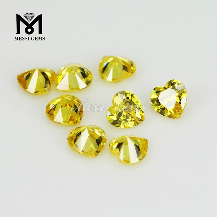 High quality heart golden yellow cubic zirconia gemstone price