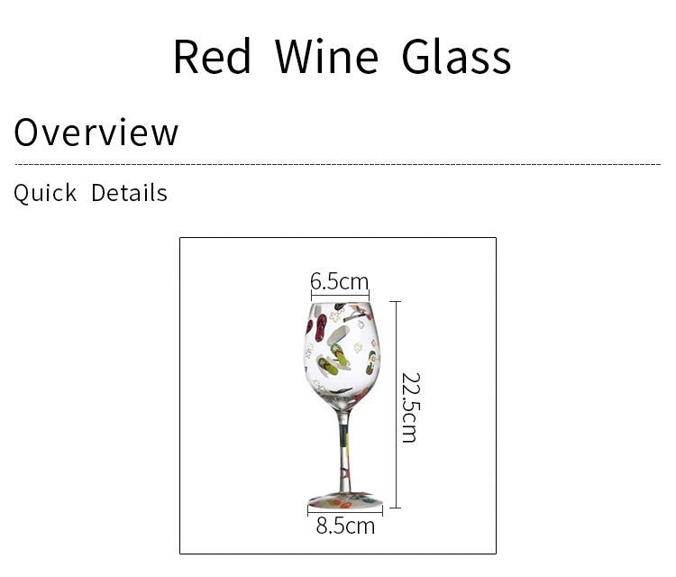 Long Stem Large Hand Painted Wholesale Holiday Happy Birthday Cup Wine Glass Blown Goblet Cup Stemware