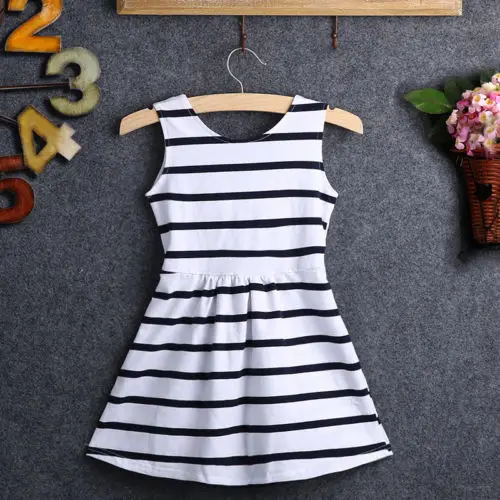 2016 Summer Baby Kids Girls Party Wedding Striped Bowknot Gown font b Fancy b font font