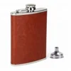 Luxury Leather Stainless Steel Hip Flask Gift Set