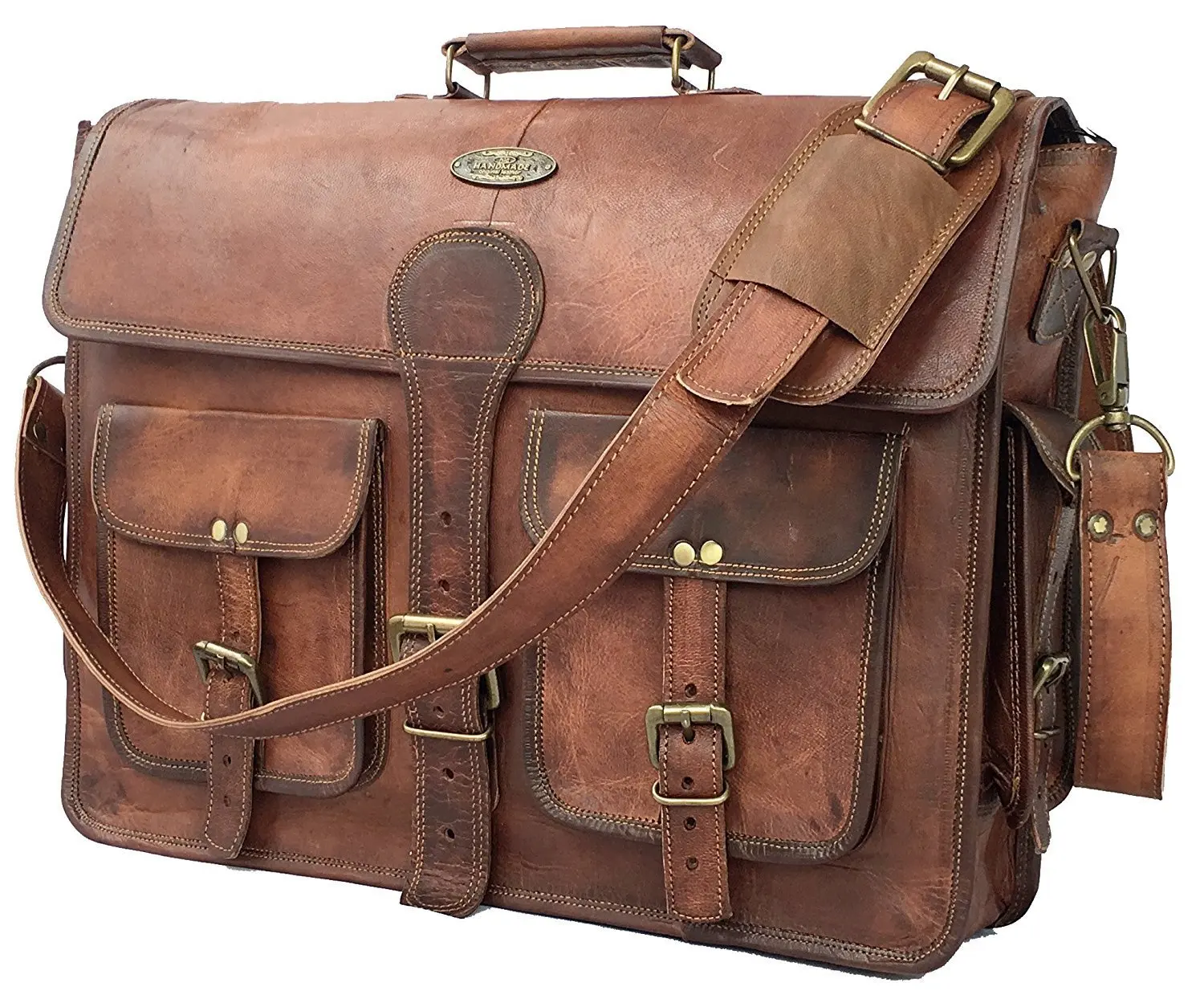 distressed leather messenger bag mens