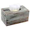 Decorative Rustic Torched Wood Rectangular Facial Tissue Box Cover Holder