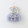 Summer Lace Dress Baby Girl Bow Princess Dress Sequined Birthday Party Full dress
