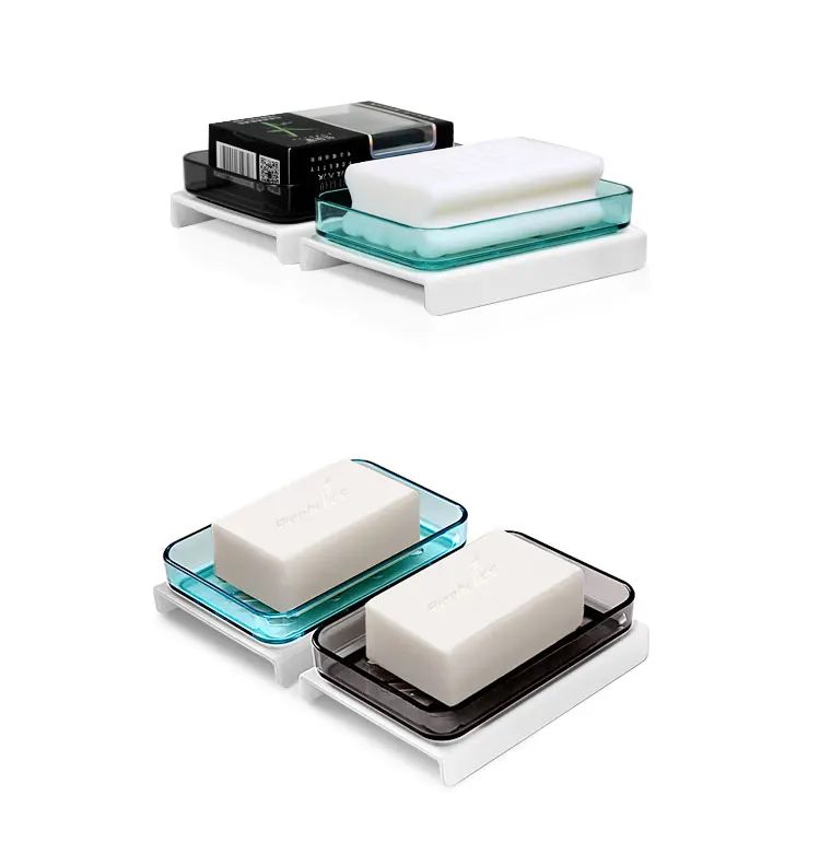 Bathroom laundry plastic two color Soap Drying Draining Holder big size soap dish soap box
