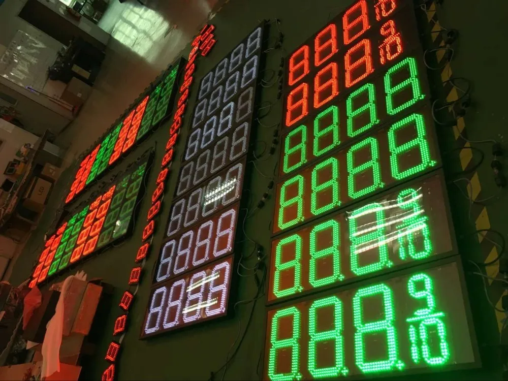 Yellow 8 LED Gas Station Electronic Fuel Price Sign 888