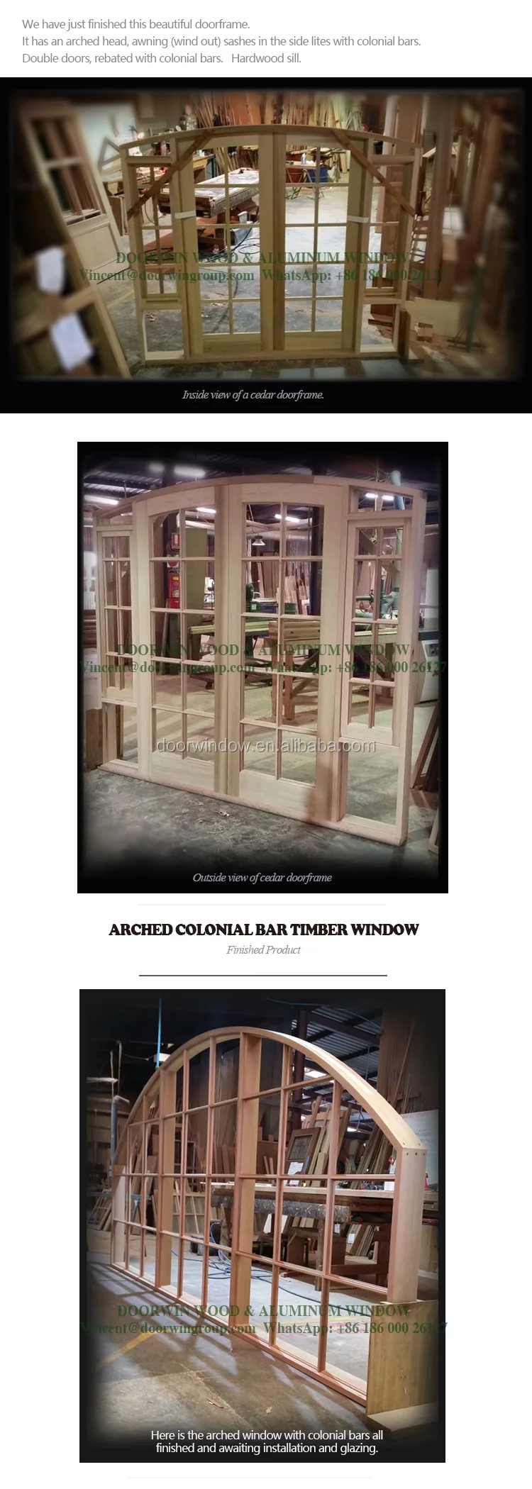 Cheap Factory Price arched french casement windows exterior double glazed