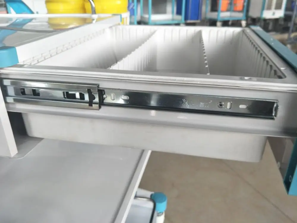 hospital ABS plastic color treatment trolley with drawers