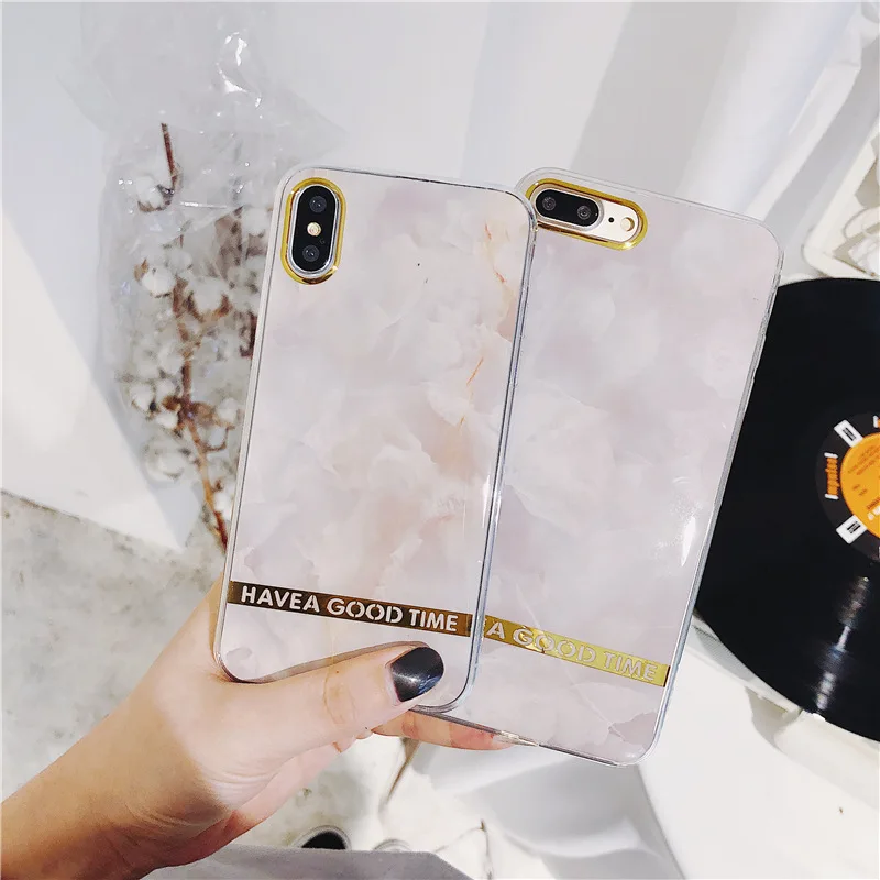 Luxury Contracted Golden Bumper Marble TPU Phone Case For iPhone X 7 8 Plus