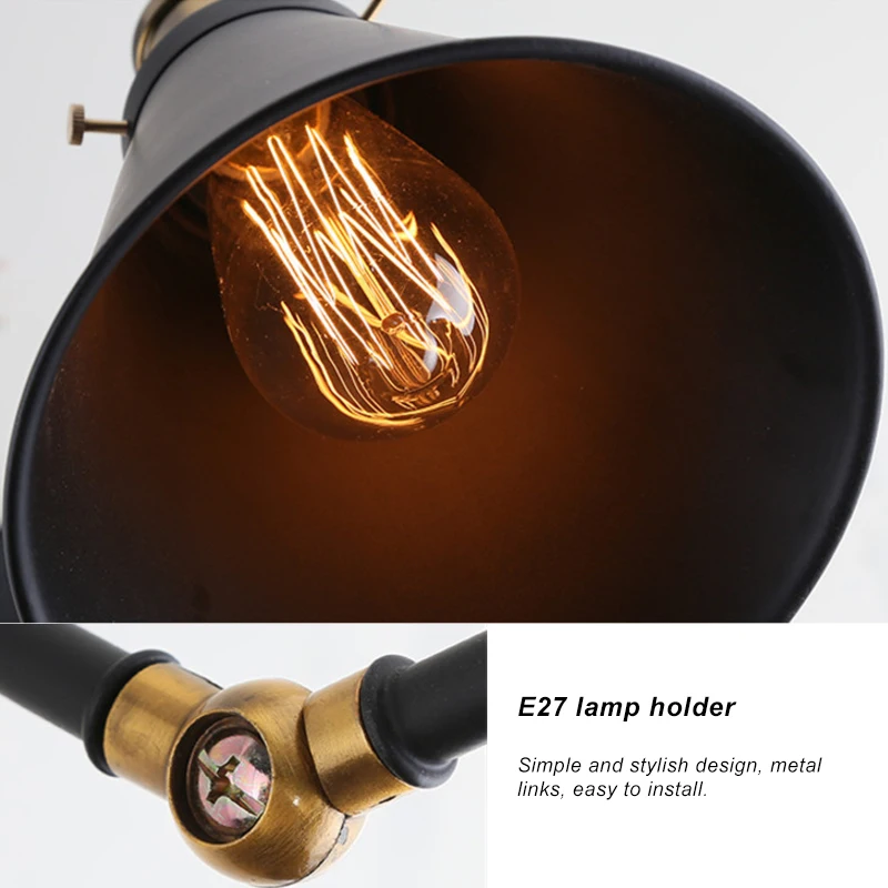 black white color wrought iron wall lights industrial LED wall lamp  SY80069