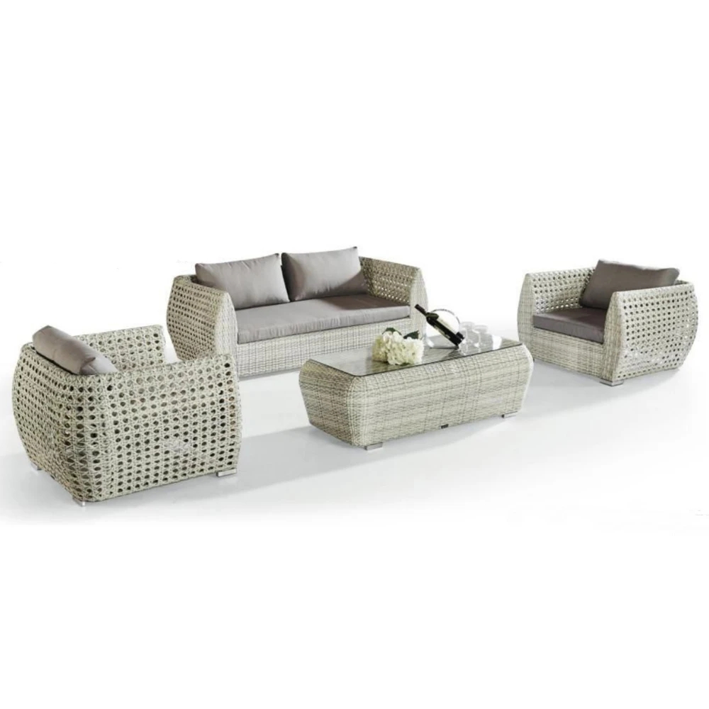 Conjunto De Sofá Plástico Em Alumínio Jardim Exterior Rattan Jardim Exterior Rattan