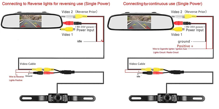 Камера подключение машина Backup Camera And 4.3'' Mirror Monitor Kit For Car/truck Wire Single Power Sourc