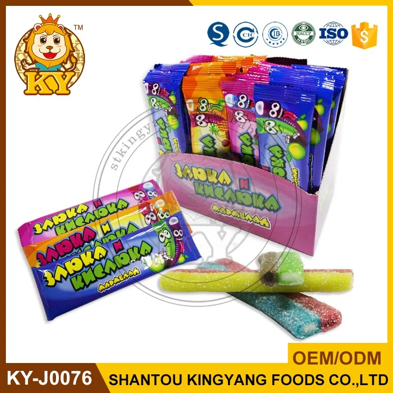 Sour Jelly Gummy Stick Filled With Sour Powder And Fruit Jam - Buy Sour ...