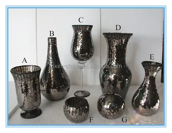 Mosaic Cylinder Wholesale Black Color Decorative Mercury Glass