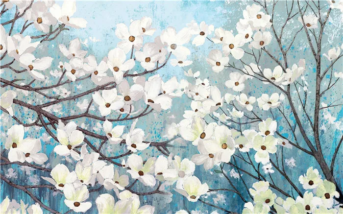 新设计樱花美现代客厅装饰画墙樱花纸壁画