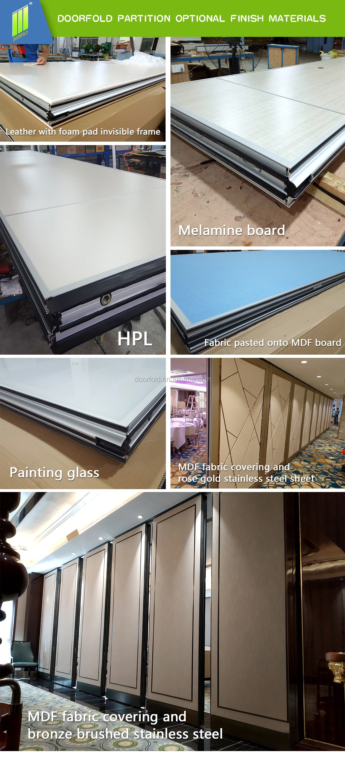 Aluminium partition wall for hotel l movable partition wall for multi-purpose hall sound proof movable partition wall