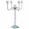 Pujiang Cheap Clear Pillar 4 Arms Luxury Crystal Candelabra With Big Size Candle Cup Dual Purpose Wedding Table Centerpieces
