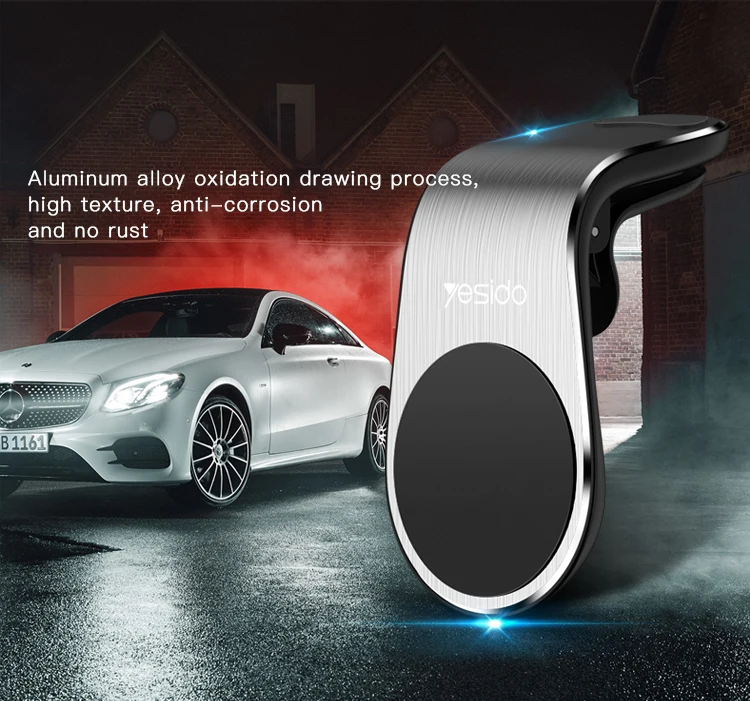 Aluminum Alloy Silicone 5Pcs Magnets Mobile Phone Mount Holder Magnetic Air Vent Car Phone Holder
