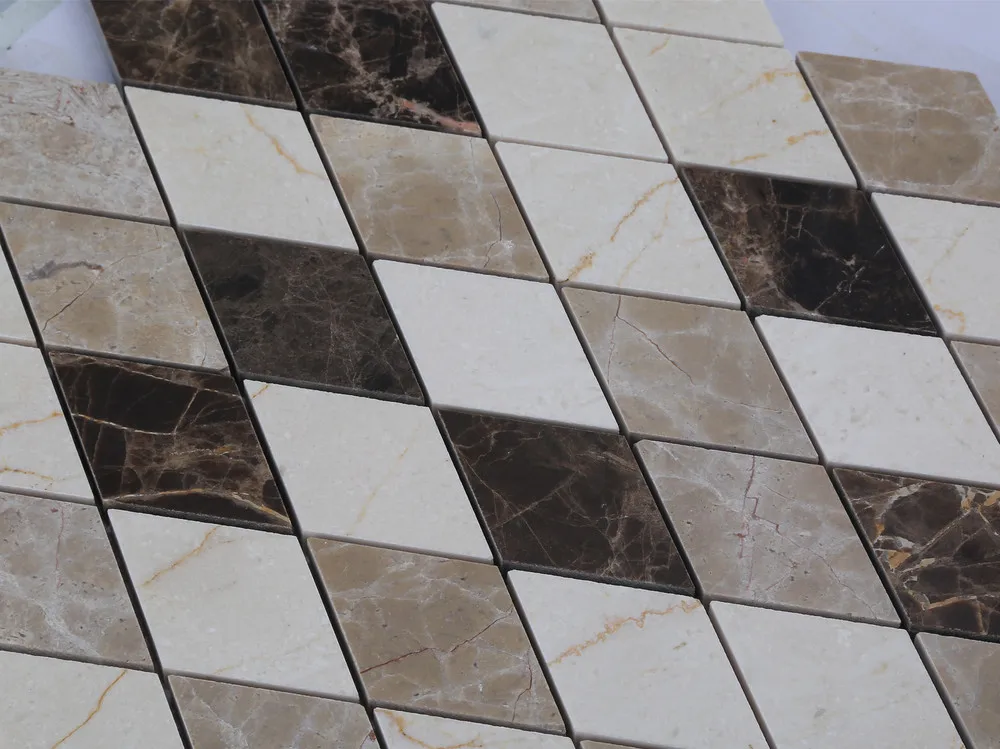 Emperador Dark Diamond Shaped Tile Marble Mosaic Bathroom Floor Tiles Buy Bathroom Floor Tiles