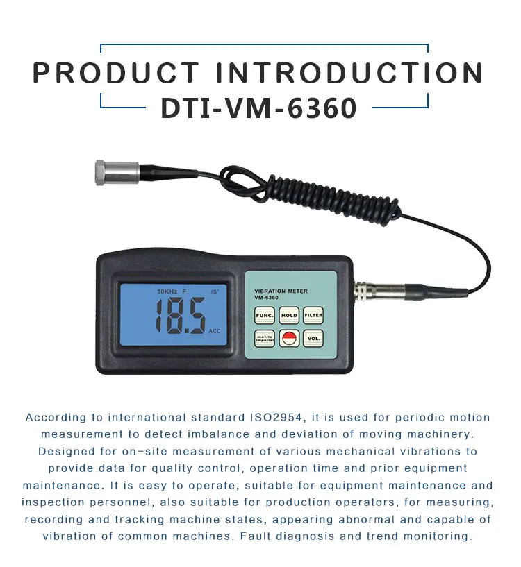 China Manufacturer Digital Vibration Meter Accelerometer Vibrometer