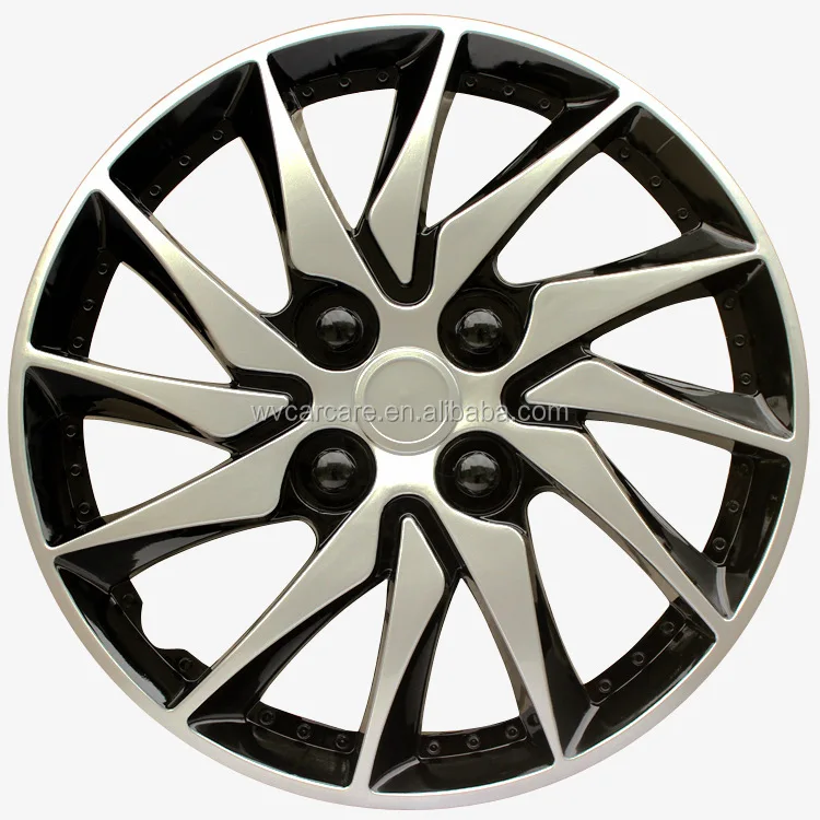 17 Inch Custom Cool Chrome Hubcaps / 14 Black Rim Center Hub Cap Covers