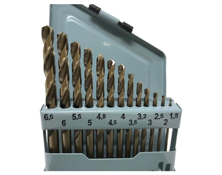 13Pcs Metric DIN338 Fully Ground HSS Cobalt Twist Drill Bit Set in Metal Box