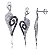 High quality fashion two-tone zircon monster eye with heart 925 sterling silver jewelry set