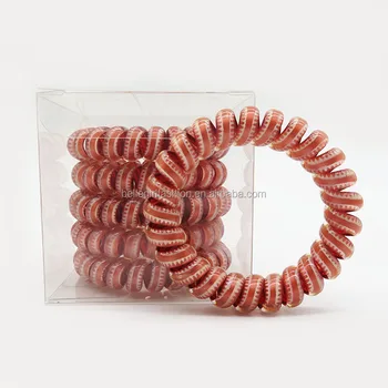 Plastic Spiral Hair Ties No Crease Coil Ponytail Holder Women Plastic Spiral Hair Ties No Crease Coil Ponytail Holder