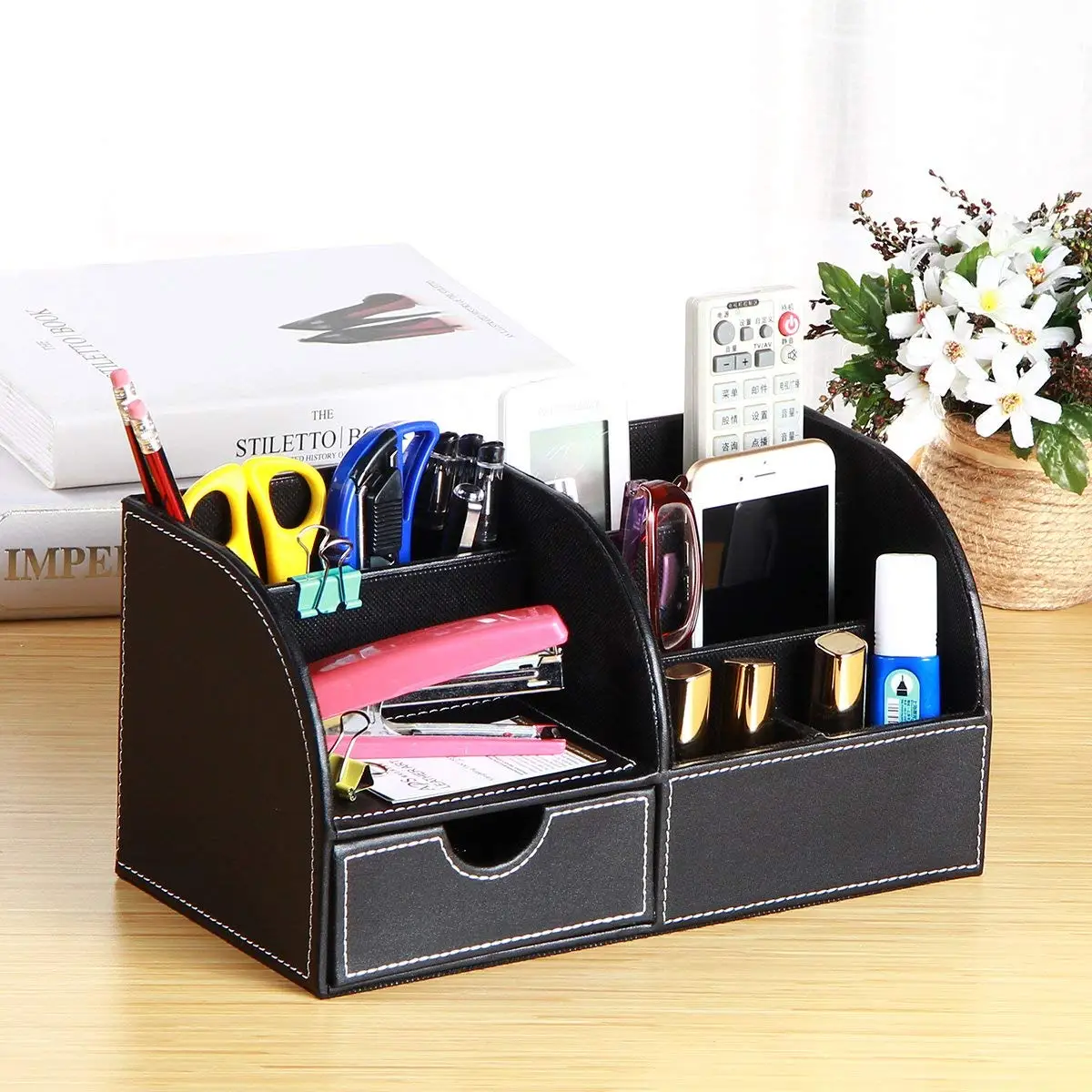 Buy KINGOM 7 Storage Compartments Multifunctional PU Leather Office ...