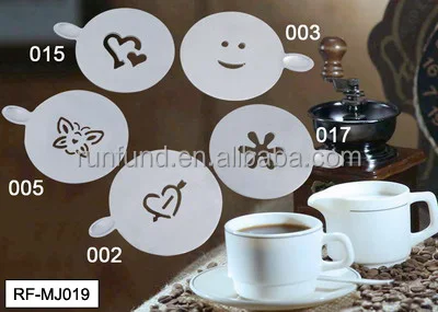 5 Pcs Creative Nice Coffee Barista Stencils Template Strew Pad Duster Spray Art (Random Style)