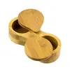 Bamboo Double Round Spice Box Salt And Pepper Storage Kitchenware