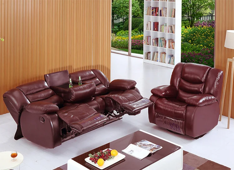 Latest Design Real Leather Sofa Set Small Living Room Reclining